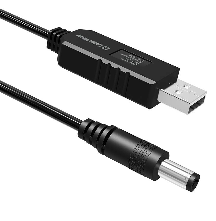 Кабель USB - DC Colorway 9V USB-DC 5.5х2.5mm 1m (CW-CBUD066-BK) - Фото 1