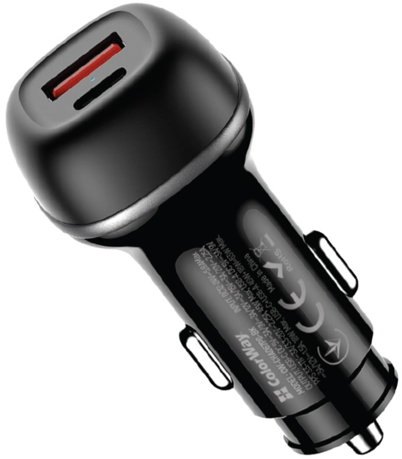 Автомобільний зарядний пристрій Colorway 2USB (Type-C PD45W + USB QC3.0 18W) (63W) Black (CW-CHA067PD-BK) - Фото 1