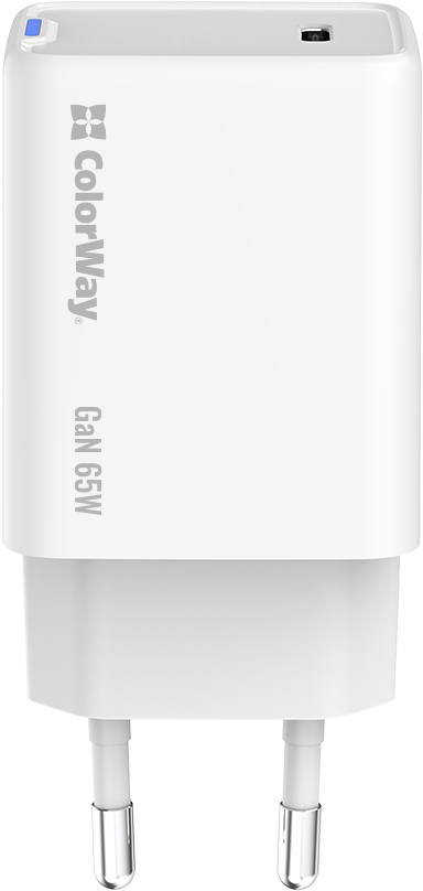 Сетевое зарядное устройство Colorway GaN Mini 65W PD Port PPS USB-C White (CW-CHS049PD-WT) - Фото 1