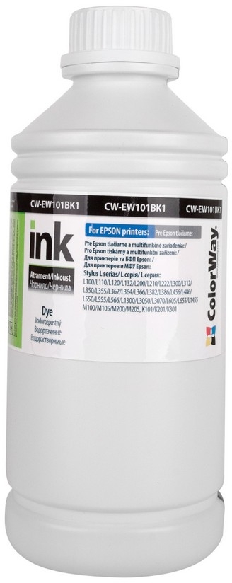 Чернила Colorway Epson L-100/200 series 1 л Black (CW-EW101BK1) - Фото 1
