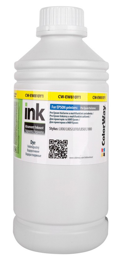 Чернила Colorway Epson L-800/810/850 1л Yellow EW810Y (CW-EW810Y1) - Фото 1