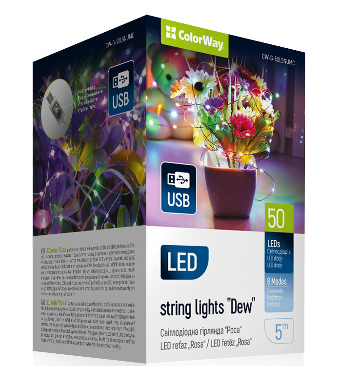 Гирлянда линейная Colorway LED 50 5м разноцветная USB (CW-G-50L5NUMC) - Фото 1