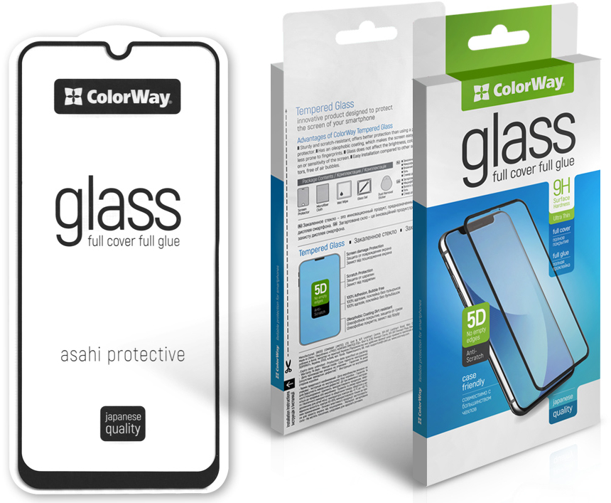 Защитное стекло для смартфона Colorway 9H FC glue Samsung Galaxy A07 Black (CW-GSFGSGA075-BK) - Фото 1