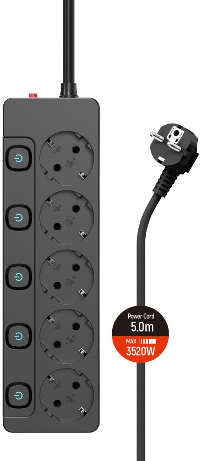 Купить Сетевой фильтр Colorway 5 р 5 м Black (CW-PSEA55SBK) - Фото 1 Сетевой фильтр Colorway 5 р 5 м Black (CW-PSEA55SBK) - Фото 1