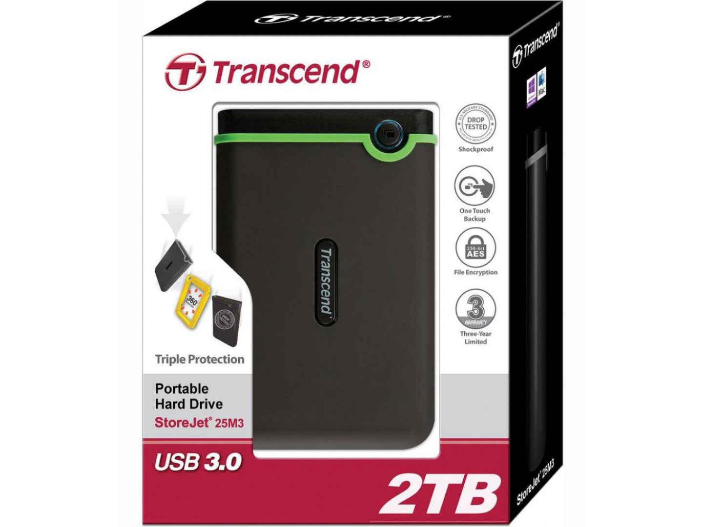Жесткий диск внешний Transcend StoreJet 25M3C 2TB USB 3.0 Type-C Iron ...