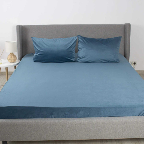 Фото - Простынь двуспальная ТЕП VELOUR 160х200 см Синий (2-04756_34656)