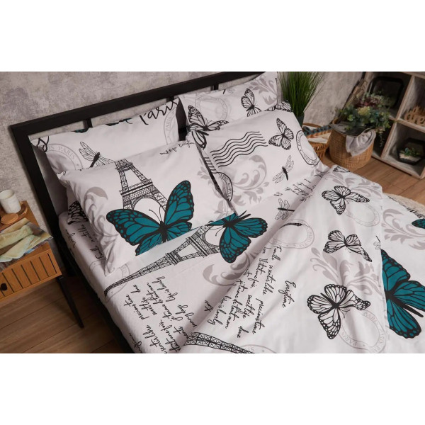 Фото - Пододеяльник двуспальный евро Moon&Star Бязь Gold Люкс Green Butterflies 200x220 см (MS-870000403)