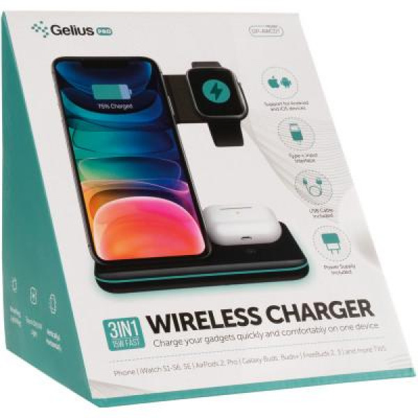 Фото - Беспроводное зарядное устройство Gelius Pro Wireless Charger 3in1 15W GP-AWC01 Black (85112)