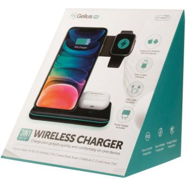 Фото - Беспроводное зарядное устройство Gelius Pro Wireless Charger 3in1 15W GP-AWC01 Black (85112)