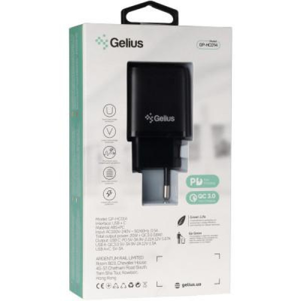 Фото - Сетевое зарядное устройство Gelius Pro X-Duo GP-HC014 USB+Type-C QC3.0/PD20W Black (85182)