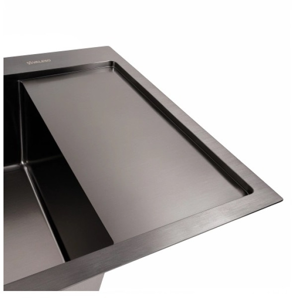 Фото - Мойка кухонная VALESO CM 65x50 L черная PVD Handmade (круглый сифон 3,0/0,8)