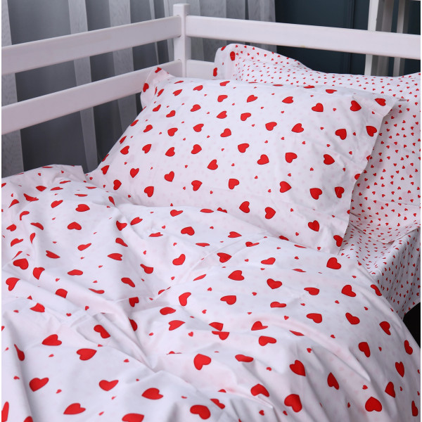 Фото - Простынь двуспальная MirSon Poplin Line Kids 01 Little Hearts 180x200 см (2200009710759)