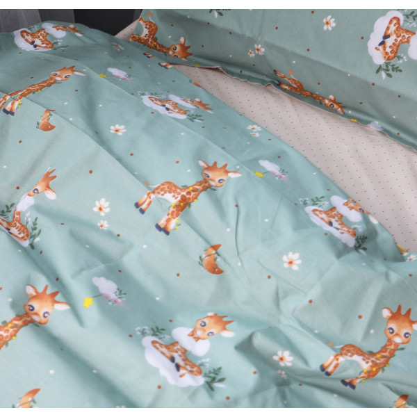 Фото - Простынь двуспальная MirSon Poplin Line Kids 02 Giraffe 180x190 см (2200009712005)