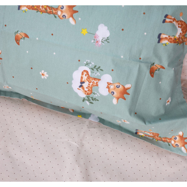 Фото - Простынь двуспальная MirSon Poplin Line Kids 02 Giraffe 180x190 см (2200009712005)