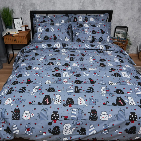 Фото - Пододеяльник полуторный евро Moon&Star Бязь Gold Люкс Feline Fun 160 x 220 см (MS-870000646)