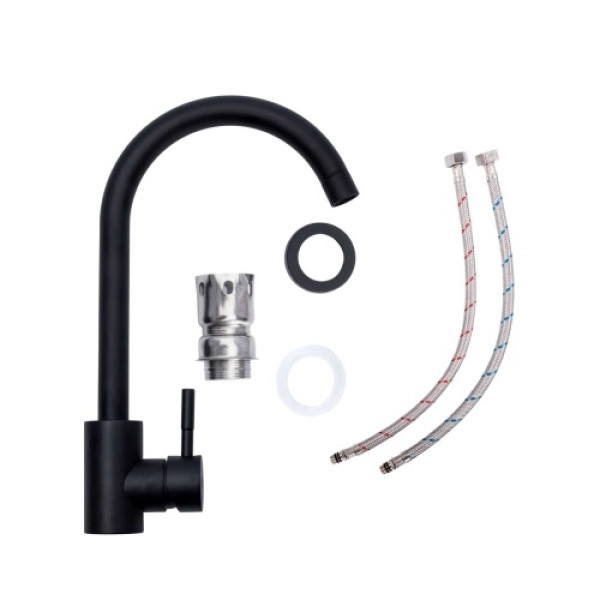 Фото - Мойка кухонная+смеситель VALESO VESTA 5852 черная +BG76 + Сифон 1041