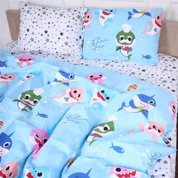 Фото - Комплект постельного белья детский MirSon 143х210 см Kids Time 17-0521 Sharks blue Бязь (2200007074211)