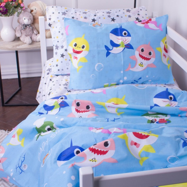 Фото - Комплект постельного белья детский MirSon 143х210 см Kids Time 17-0522 Sharks are fun Бязь (2200007074297)