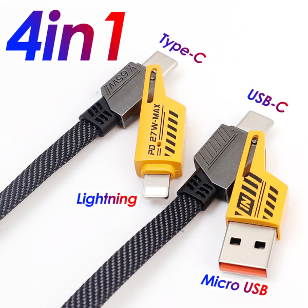 Фото - Кабель синхронизации данных WUW X207 USB 3 in 1 65W Black (6972573336524)