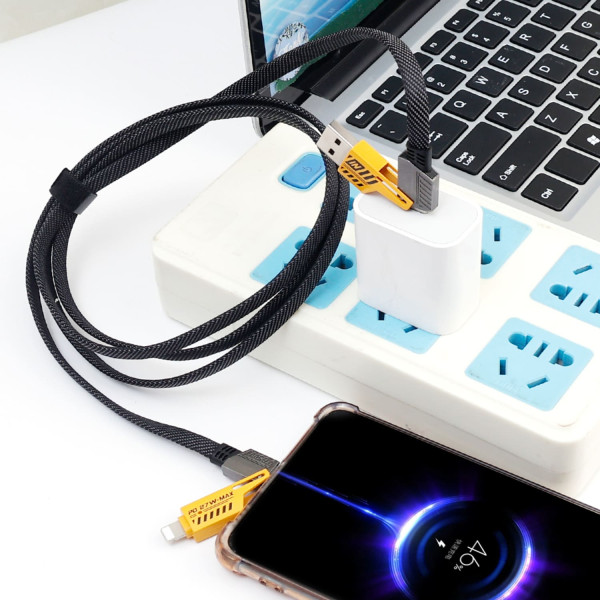 Фото - Кабель синхронизации данных WUW X207 USB 3 in 1 65W Black (6972573336524)