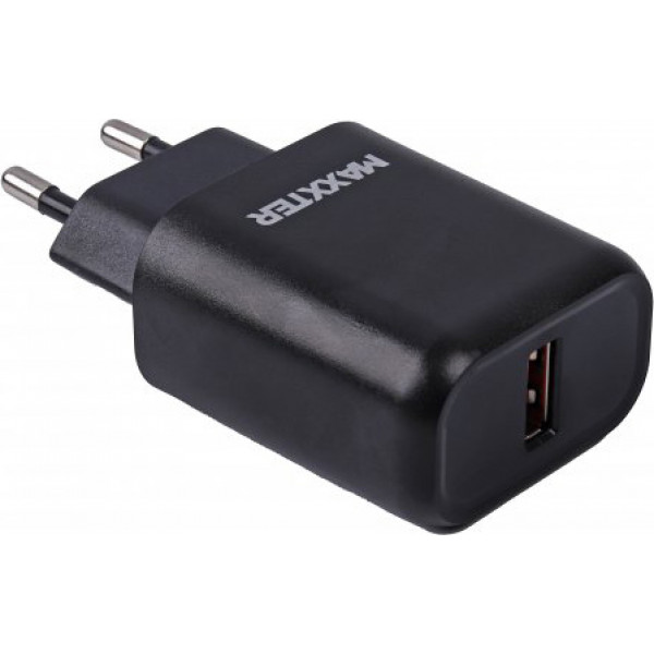 Фото - Сетевое зарядное устройство Maxxter 1 USB + Кабель USB-A to Micro-USB Quick Charge 3.0 (WC-QC-AtM-01)
