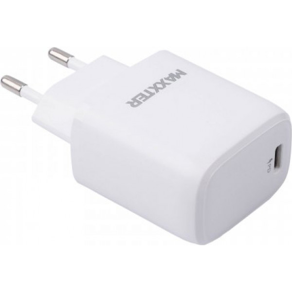 Фото - Уценка - Сетевое зарядное устройство Maxxter 1 USB-C + Кабель Type-C to Lighting Power Delivery 20W (WC-PD-CtL-01)