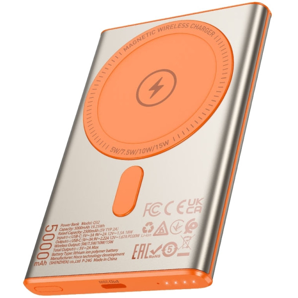 Фото - Батарея мобильная HOCO Q32 Bird PD20W Magnetic Wireless (5000 mAh) Titanium Gold (714740)
