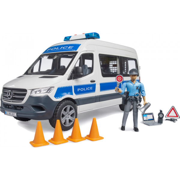 Фото - Наземная спецтехника BRUDER Полицейский автомобиль MB Sprinter с полицейским и аксессуарами (02683)
