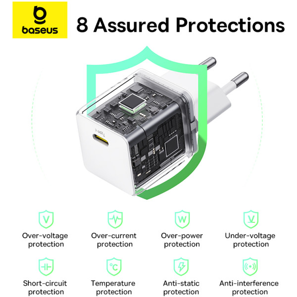 Фото - Сетевое зарядное устройство Baseus Palm Fast Charger 1C 20W EU Moon White (P10111602213-00)