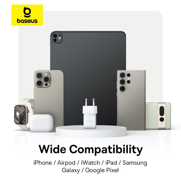 Фото - Сетевое зарядное устройство Baseus Palm Fast Charger 1C 20W EU Moon White (P10111602213-00)