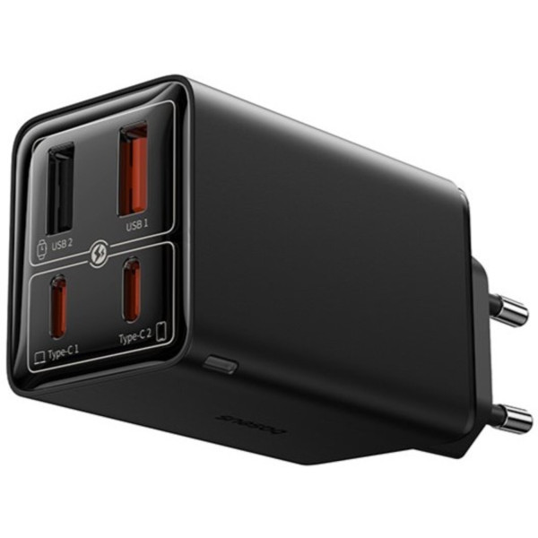 Фото - Сетевое зарядное устройство Baseus GaN6 Pro Fast Charger 2C+2U 65W EU Cluster Type-C to Type-C 100W 1m Black (P10162701113-00)