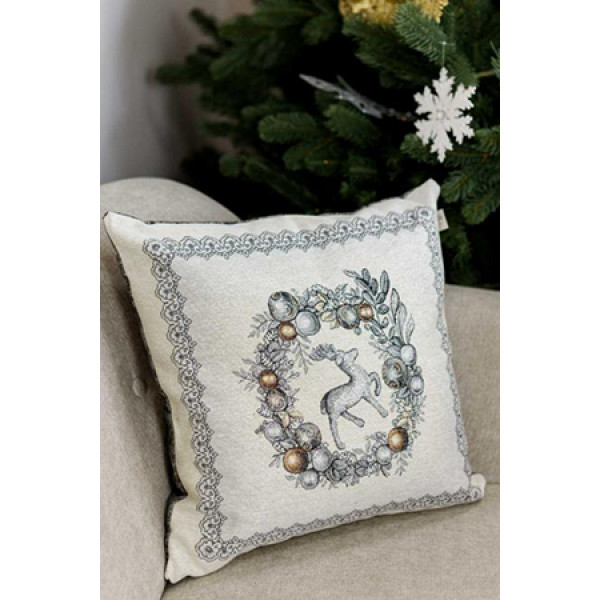 Фото - Подушка декоративная Прованс SILVER STAR Венок с оленем 45х45 см (031403) Фото - Подушка декоративная Прованс SILVER STAR Венок с оленем 45х45 см (031403)
