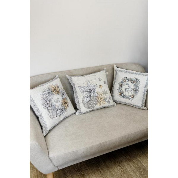 Фото - Подушка декоративная Прованс SILVER STAR Венок с оленем 45х45 см (031403)