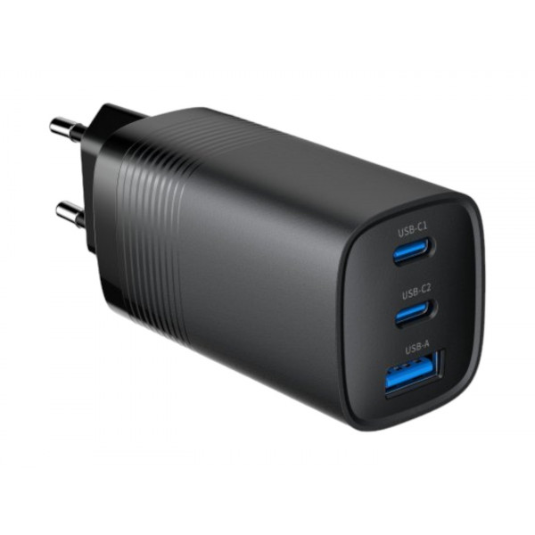 Фото - Сетевое зарядное устройство Gembird USB-A+2 Type-C PD18W + QC3.0 27W (TA-UC-PDQC65-01-BK)