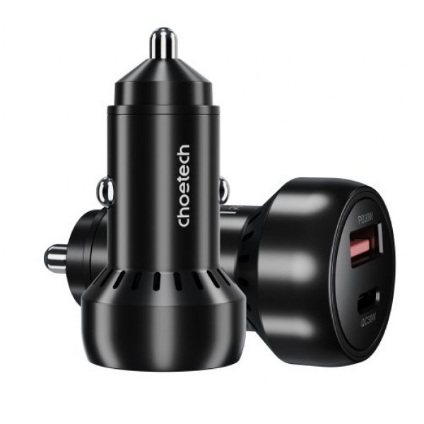 Фото - Автомобильное зарядное устройство Choetech USB-C+USB-A (TC0014-BK)
