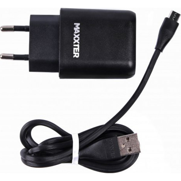 Фото - Сетевое зарядное устройство Maxxter 1 USB + Кабель USB-A to Micro-USB Quick Charge 3.0 (WC-QC-AtM-01)