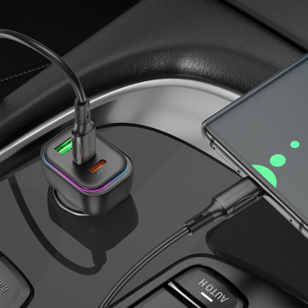 Фото - Автомобильное зарядное устройство BOROFONE BZ28C Trophie PD60W(2C1A) car charger Black (6941991110870)