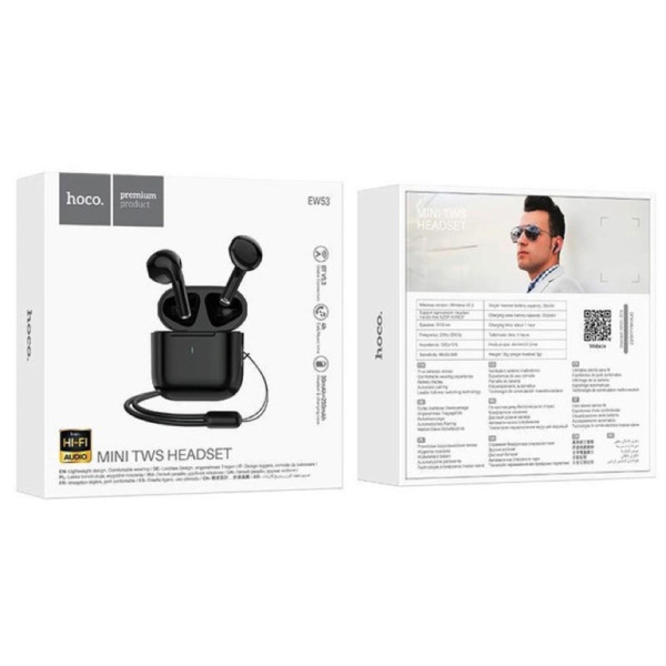 Фото - Наушники вкладыши беспроводные TWS HOCO EW53 Lucky true wireless BT headset Black (6942007600538)
