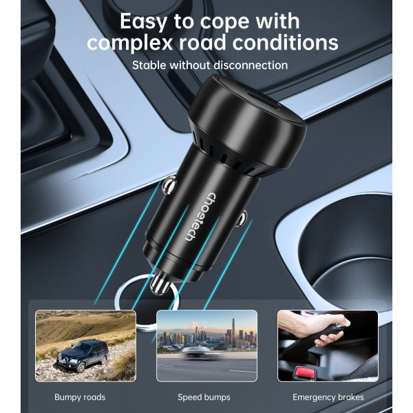 Фото - Автомобильное зарядное устройство Choetech USB-C+USB-A (TC0014-BK)