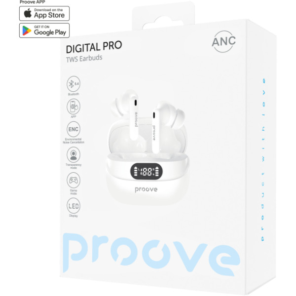 Фото - Наушники вкладыши беспроводные TWS Proove Digital Pro TWS with ANC (APP) White (TWAP54002202)