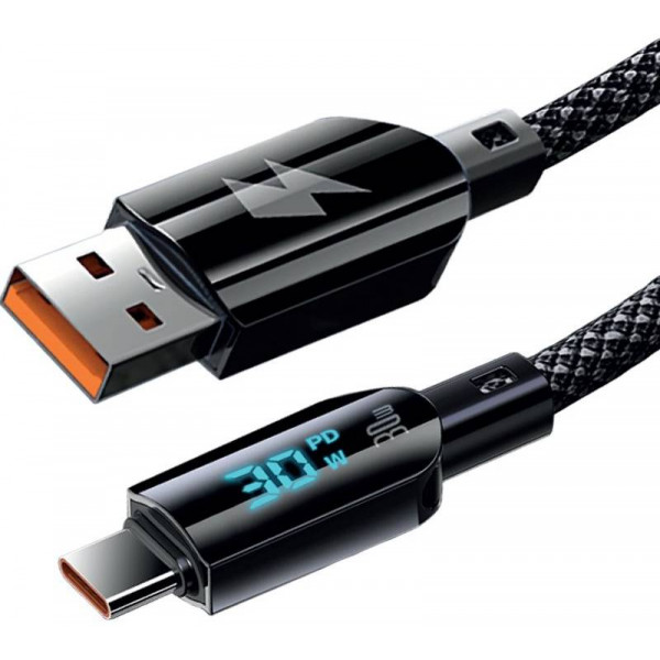 Фото - Кабель синхронизации данных Gelius Screen GP-UCN008 USB-A to Type-C 1.2m 30W Black (99207)