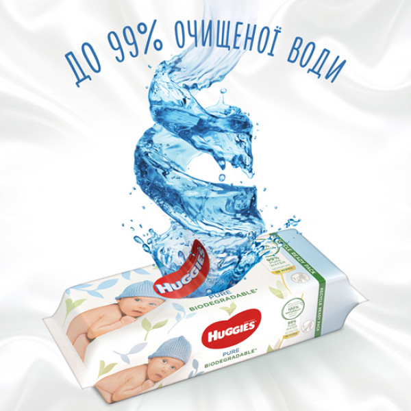 Фото - Салфетки влажные для детей Huggies Pure Bio, 56 шт.