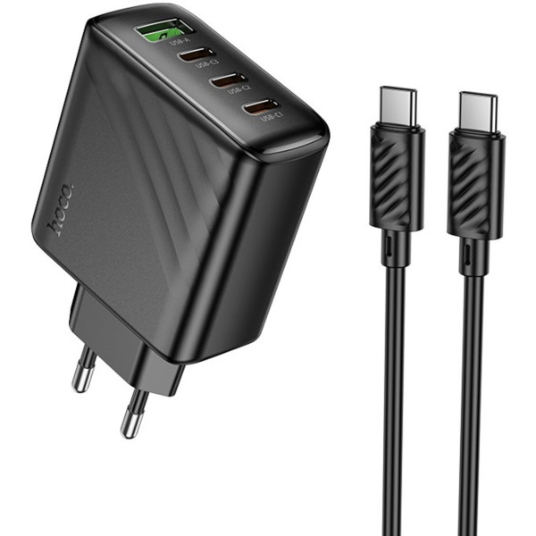 Фото - Сетевое зарядное устройство HOCO CS27A Supply PD67W (3C1A) charger set (C to C)(EU) Black (6942007639842)