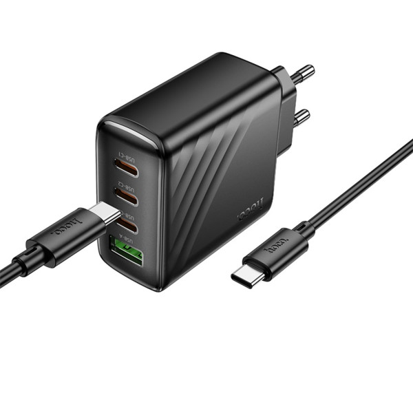 Фото - Сетевое зарядное устройство HOCO CS27A Supply PD67W (3C1A) charger set (C to C)(EU) Black (6942007639842)