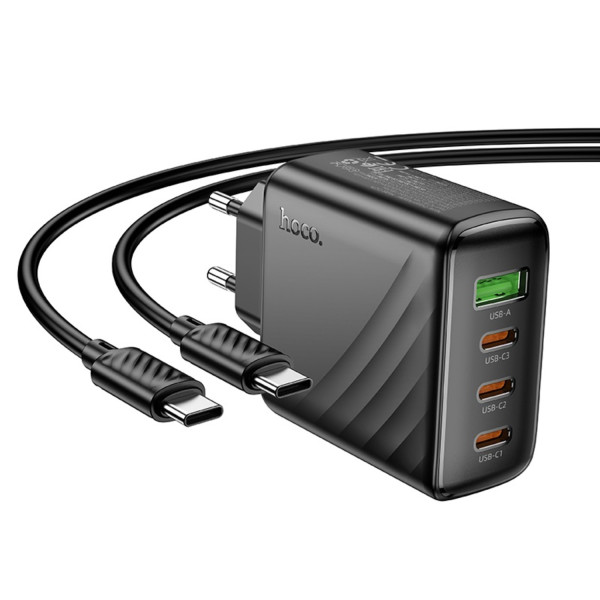 Фото - Сетевое зарядное устройство HOCO CS27A Supply PD67W (3C1A) charger set (C to C)(EU) Black (6942007639842)