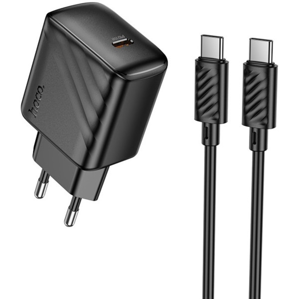 Фото - Сетевое зарядное устройство HOCO CS24A PD25W charger set (C to C)(EU) Black (6942007639774)