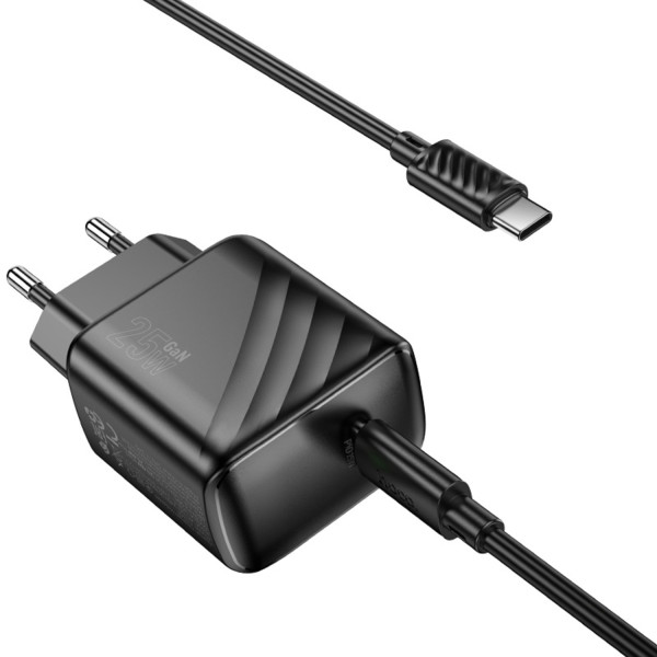 Фото - Сетевое зарядное устройство HOCO CS24A PD25W charger set (C to C)(EU) Black (6942007639774)