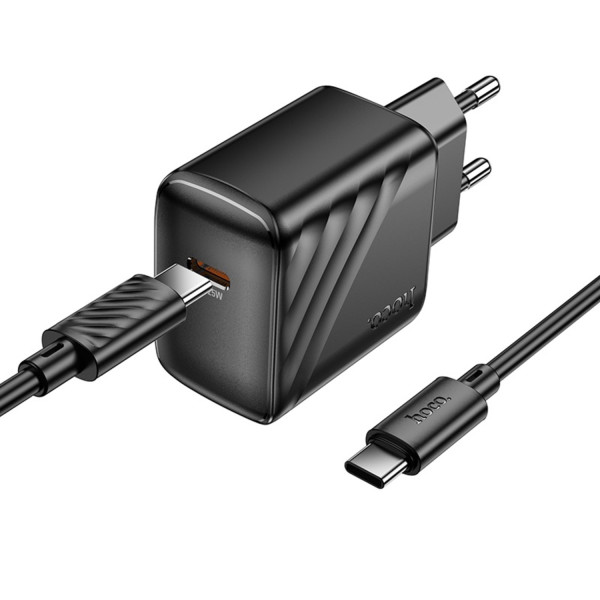 Фото - Сетевое зарядное устройство HOCO CS24A PD25W charger set (C to C)(EU) Black (6942007639774)