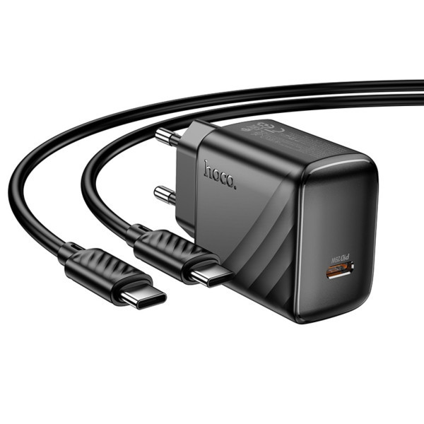 Фото - Сетевое зарядное устройство HOCO CS24A PD25W charger set (C to C)(EU) Black (6942007639774)