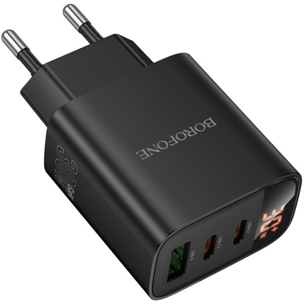 Фото - Сетевое зарядное устройство BOROFONE BA98A Ilustre PD30W (2C1A) (EU) Black (6941991120510)